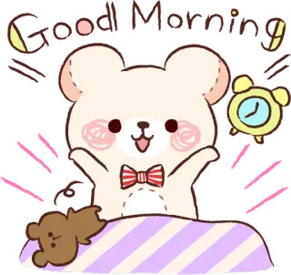 🖼️ Good Morning süß, Bär, Guten Morgen, Cartoon, Wecker, Morgen telegram sticker