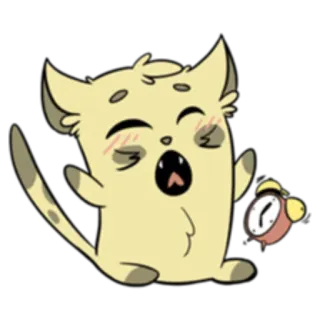 ⏰ cat, sleepy, cute, alarm clock, yawning, cartoon, animal telegram sticker