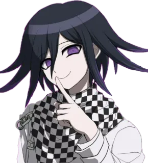 🙂 Kokichi Oma Danganronpa V3: Killing Harmony 애니메이션, 단간론파, 오마 코키치, 캐릭터, 미소, 손가락, 거짓말쟁이 telegram sticker