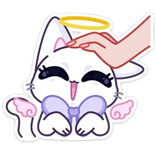 ⭐ 猫, 天使, かわいい, ペット, 動物, 漫画, ステッカー telegram sticker