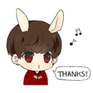 🙏 THANKS! Dibujos animados, Lindo, Orejas de conejo, Gracias, Kawaii telegram sticker
