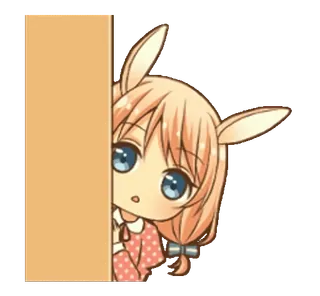 🤨 Anime, Fofo, Chibi, Coelho, Menina, Espiar, Desenho animado whatsapp sticker