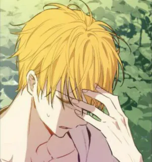 🌺 Person, Anime, Manga, Charakter, Traurig, Blond, Illustration, Kunstwerk telegram sticker