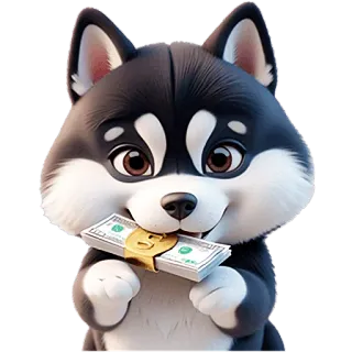 💸 Husky, Hund, Cartoon, Geld, Finanzen whatsapp sticker