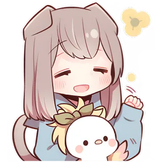 😊 动漫, 可爱, 卡哇伊, 女孩, 动物耳朵, Q版, 贴纸 whatsapp sticker