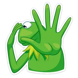 ⛔️ Kermit The Muppets Kermit, Muppets, frog, hand, stop, meme telegram sticker