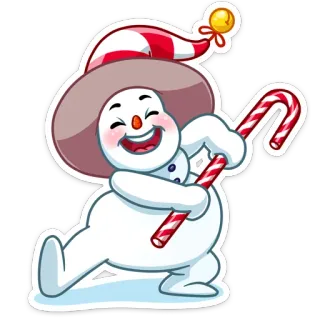 💃 Muñeco de nieve, Bastón de caramelo, Invierno, Fiestas, Lindo, Festivo, Navidad whatsapp sticker