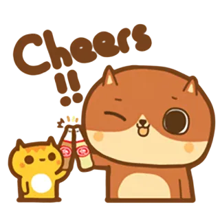 😚 Cheers bersulang, toast, perayaan, pesta, binatang, kucing, imut, senang telegram sticker