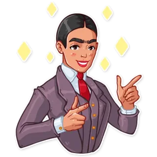 👉 человек, костюм, мультфильм, указывает, портрет telegram sticker