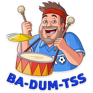 😄 BA-DUM-TSS batterie, cymbale, batteur, musique, dessin animé, effet sonore telegram sticker