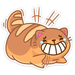 😬 cat, sticker, happy, laughing, orange cat, cartoon, animated telegram sticker