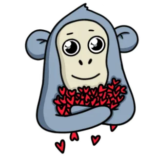 ❤️ aap, liefde, harten, schattig, dier, cartoon telegram sticker