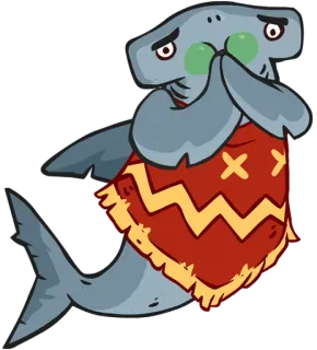 😲 hammerhead shark, cartoon, sad, character telegram sticker