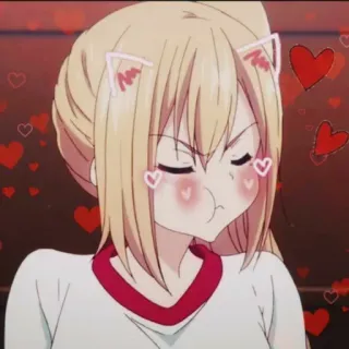 😜 Anime, Imut, Kartun, Hati, Gadis, Telinga kucing telegram sticker