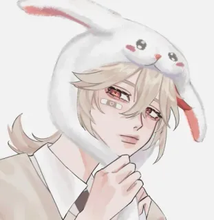 🌟 Anime, Desenho animado, Coelho, Coelho, Chapéu, Fofo, Kawaii telegram sticker