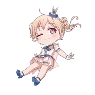 🥮 Chibi, Anime, Schattig, Meisje, Knipoog, Cartoon telegram sticker