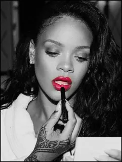 🥀 Rihanna Rihanna, cantora, maquiagem, batom vermelho, celebridade, beleza, retrato telegram sticker