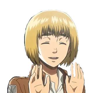 🙌 Armin Arlert Attack on Titan アニメ, 進撃の巨人, アルミン・アルレルト, キャラクター, 笑顔, 幸せ telegram sticker