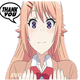 😀 THANK YOU 动漫, 谢谢, 女孩, 气泡, 卡通, 可爱 telegram sticker