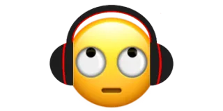 🙄 Эмодзи, Наушники, Музыка, Слушать, Желтый, Лицо, Выражение telegram sticker