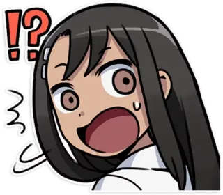 😧 Аниме, Стикер, Удивлен, Вопрос, Восклицание, Девушка, Мультфильм telegram sticker