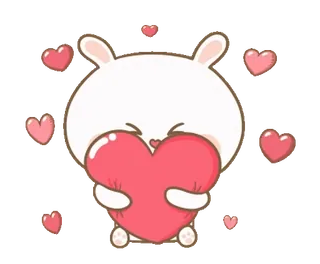 ❤️ lapin, coeur, amour, mignon, dessin animé, affection whatsapp sticker