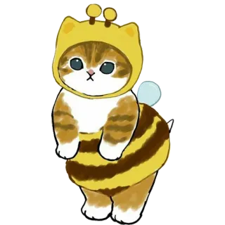 🐝 kucing, lebah, hewan, lucu, kartun, hewan peliharaan, anak kucing telegram sticker