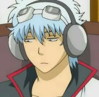🍧 Sakata Gintoki Gintama 애니메이션, 긴타마, 사카타 긴토키, 캐릭터, 헤드폰, 만화, 웃긴 telegram sticker