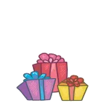 🥳 regalos, obsequios, celebración, fiestas, festivo, envuelto, cintas, colorido telegram sticker