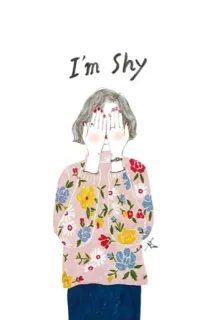 😅 I'm Shy застенчивый, женщина, цветочный, милый, иллюстрация telegram sticker