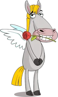 🌹 лошадь, ангел, мультфильм, роза, животное, любовь telegram sticker
