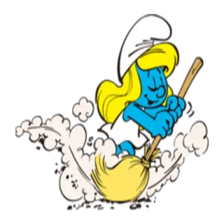 👤 Smurfette Desenho animado, Smurf, Limpeza, Vassoura, Smurfette, Fofo telegram sticker