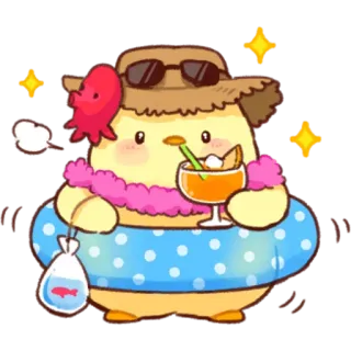 🍷 เป็ด, ชายหาด, ฤดูร้อน, วันหยุด, สระว่ายน้ำ, พักผ่อน telegram sticker