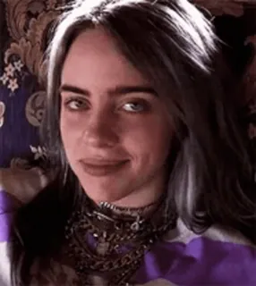 😉 Billie Eilish Billie Eilish, นักร้อง, คนดัง, นักดนตรี, ป๊อปสตาร์ telegram sticker