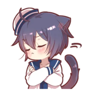 🍓 っ Anime, Orelhas de gato, Chibi, Uniforme de marinheiro telegram sticker