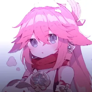 🔮 Yae Miko Genshin Impact 애니메이션, 분홍머리, 비디오 게임, 원신, 미코 whatsapp sticker