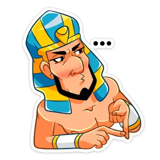 🤔 faraón, egipcio, Antiguo Egipto, dibujos animados, personaje, rey, figura histórica whatsapp sticker
