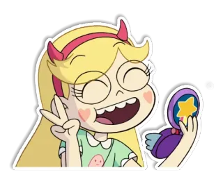 😉 Star Butterfly Star vs. the Forces of Evil การ์ตูน, สตาร์ บัตเตอร์ฟลาย, ตัวละคร, สัญลักษณ์สันติภาพ, แต่งหน้า telegram sticker