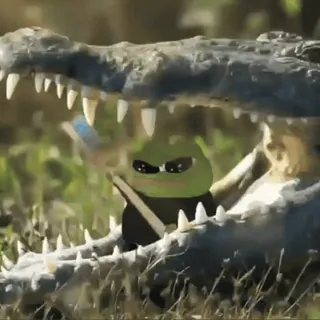 🐊 Pepe Pepe la grenouille, Alligator, Épée, Guerrier, Dessin animé, Meme Internet whatsapp sticker