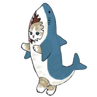 🦈 gato, tiburón, animal, disfraz, lindo, gracioso, mascota whatsapp sticker