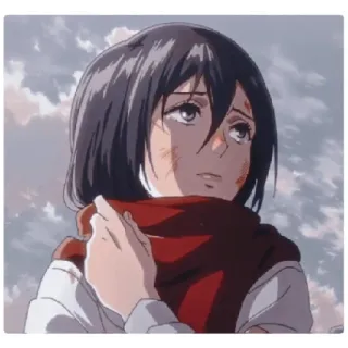 😁 Mikasa Ackerman Attack on Titan 三笠·阿克曼, 进击的巨人, 动漫, 角色, 围巾 whatsapp sticker