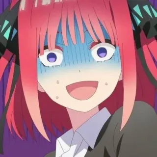 🦋 Nino Nakano The Quintessential Quintuplets Anime, Impactada, Avergonzada, Reacción, Cara, Chica telegram sticker