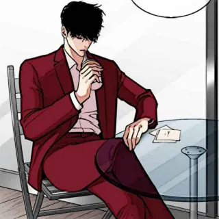 ⚖ мужчина, костюм, пьет, стол, стул, сидит telegram sticker
