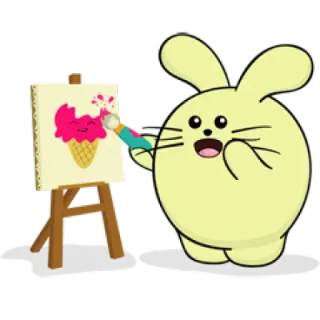 😃 coniglio, pittura, gelato, arte, carino whatsapp sticker