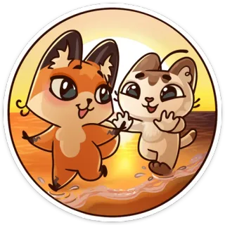 🤗 zorro, gato, animal, dibujos animados, pegatina, amistad telegram sticker