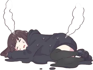 🤯 Anime, Uitgeput, Moe, Slapen, Cartoon whatsapp sticker