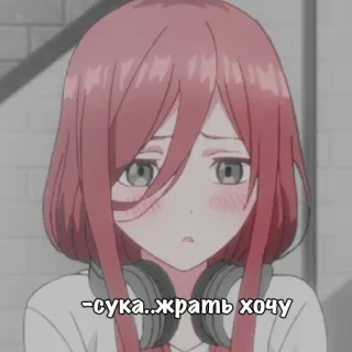 😞 сука..жрать хочу ragazza anime, triste, russo, affamato, cartone animato, carino telegram sticker
