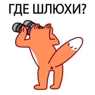 🤓 ГДЕ ШЛЮХИ? rubah, teropong, teks Rusia, ofensif telegram sticker