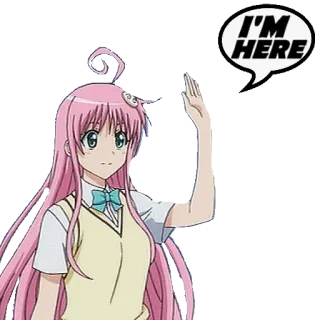 🙋‍♀️ I'M HERE anime, girl, cartoon, greeting, hello telegram sticker