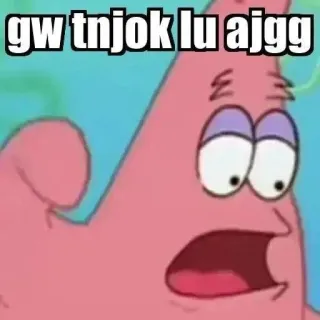 ⭐️ Patrick Star Spongebob Squarepants gw tnjok lu ajgg 뚱이, 스폰지밥, 밈, 만화 telegram sticker